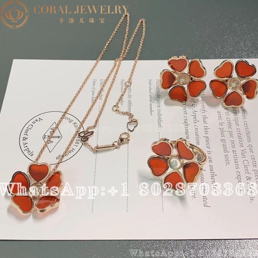 Chopard Happy Hearts Flower Rose Gold Red Stone Diamond Pendant 79a085 5811 Coral (7)