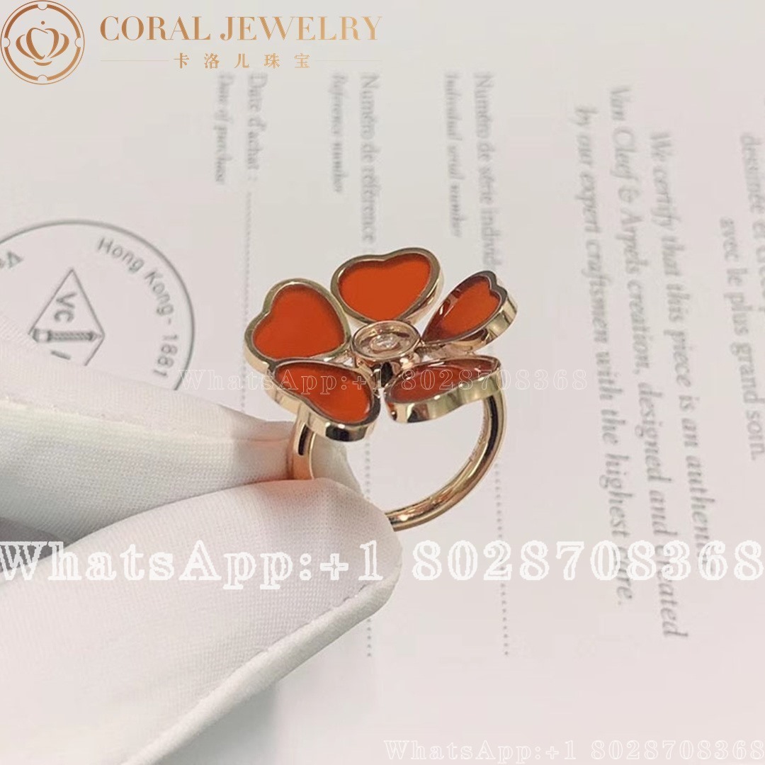 Chopard Happy Hearts Flowers Ring Ethical Rose Gold Diamond Red Stone