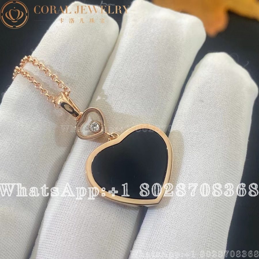 Chopard Happy Hearts Rose Gold Onyx Diamond Pendant 79a075 5201 Coral (1)