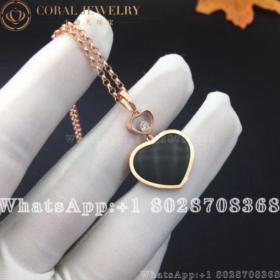 Chopard Happy Hearts Rose Gold Onyx Diamond Pendant 79a075 5201 Coral (6)