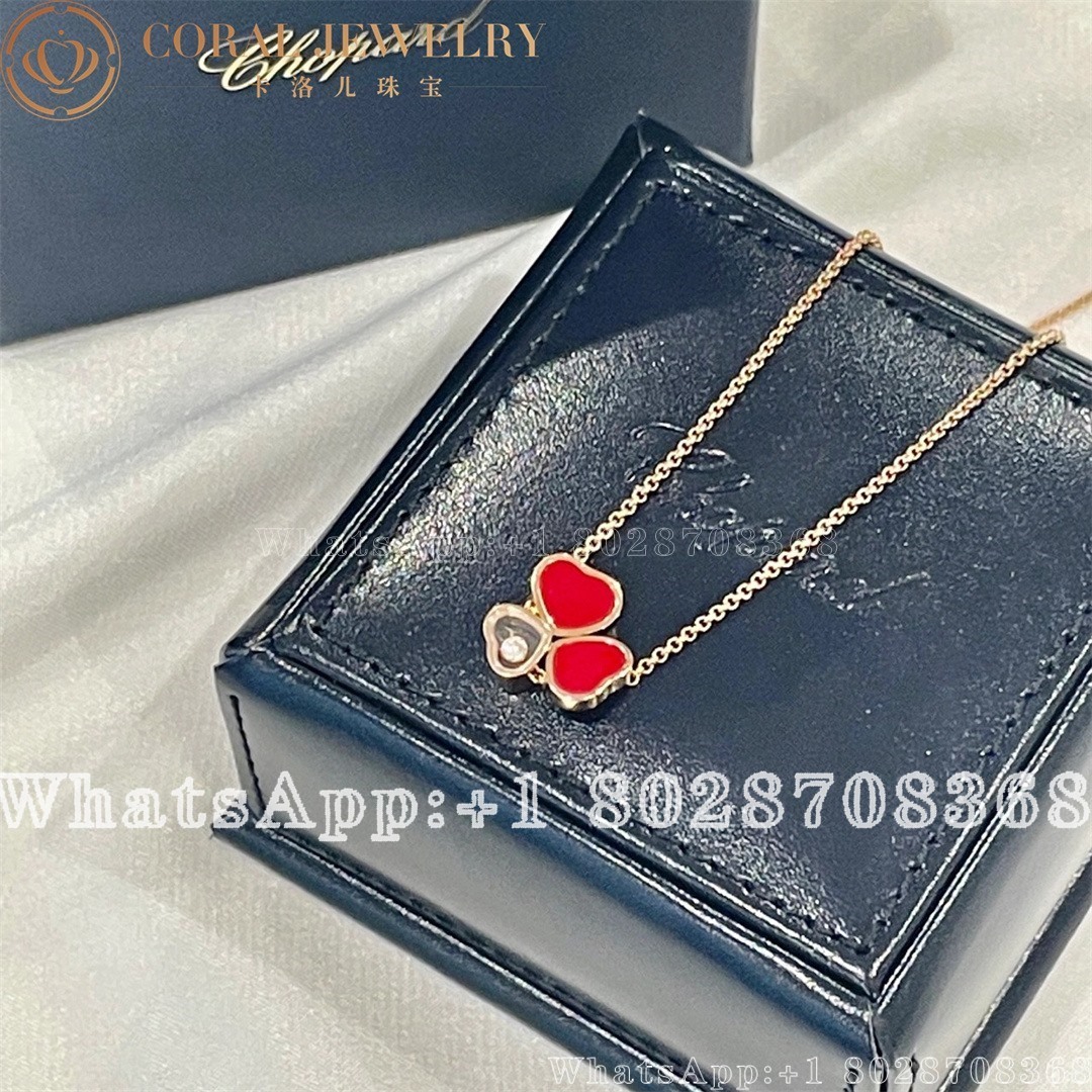 Chopard Happy Hearts Wings Rose Gold Red Stone Pendant 81a083 5811 Coral (1)