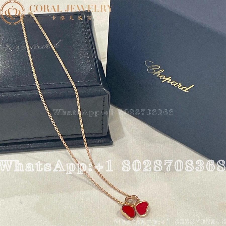 Chopard Happy Hearts Wings Rose Gold Red Stone Pendant 81a083 5811 Coral (3)