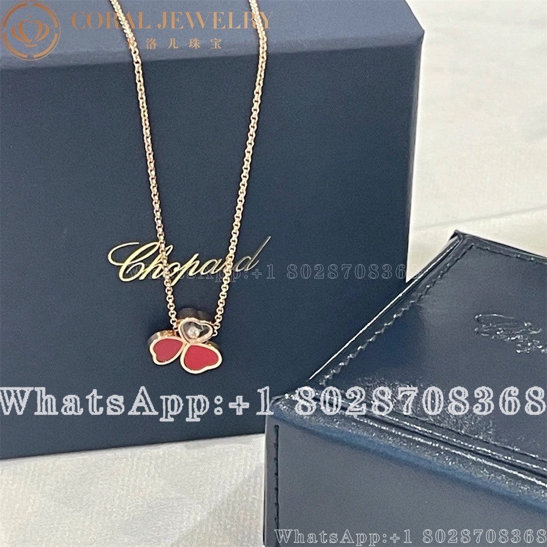 Chopard Happy Hearts Wings Rose Gold Red Stone Pendant 81a083 5811 Coral (4)