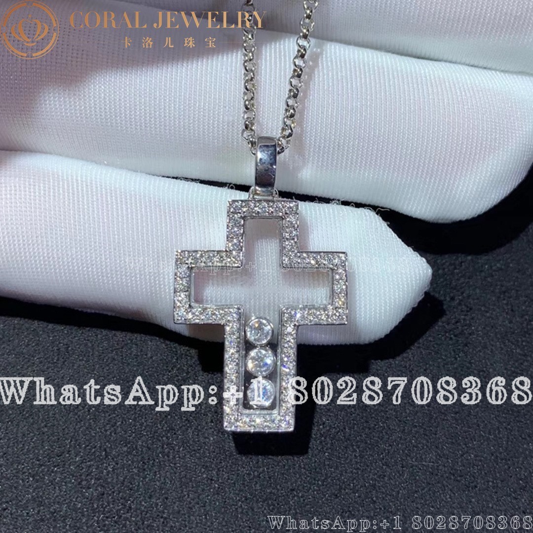 Chopard Happy Diamonds Cross Pendant Ethical White Gold Diamonds Coral (10)