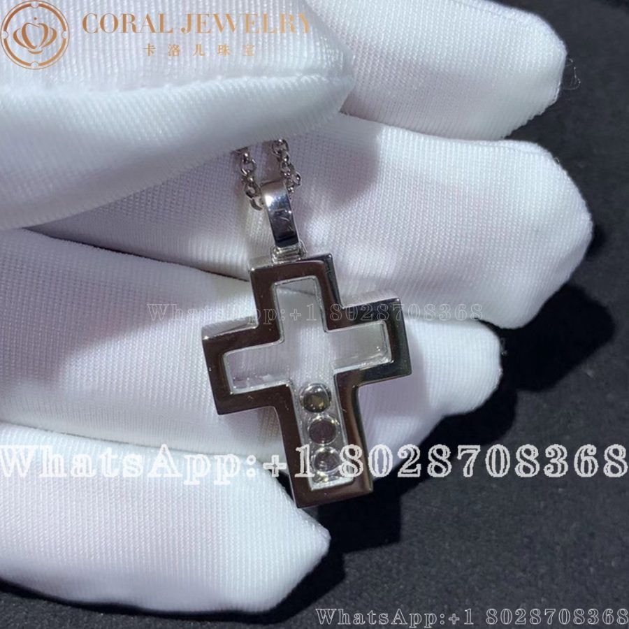 Chopard Happy Diamonds Cross Pendant Ethical White Gold Diamonds Coral (14)