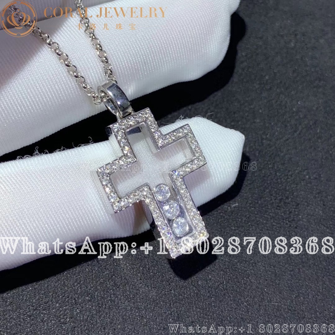 Chopard Happy Diamonds Cross Pendant Ethical White Gold Diamonds Coral (9)