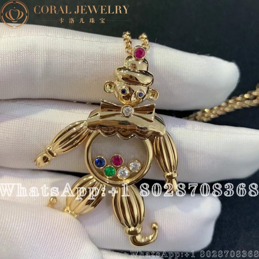 Chopard Gem Set Gold Happy Diamonds Clown Pendant Coral (6)