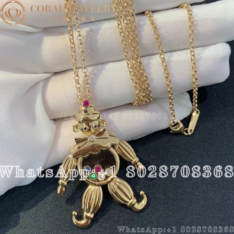 Chopard Gem Set Gold Happy Diamonds Clown Pendant Coral (7)