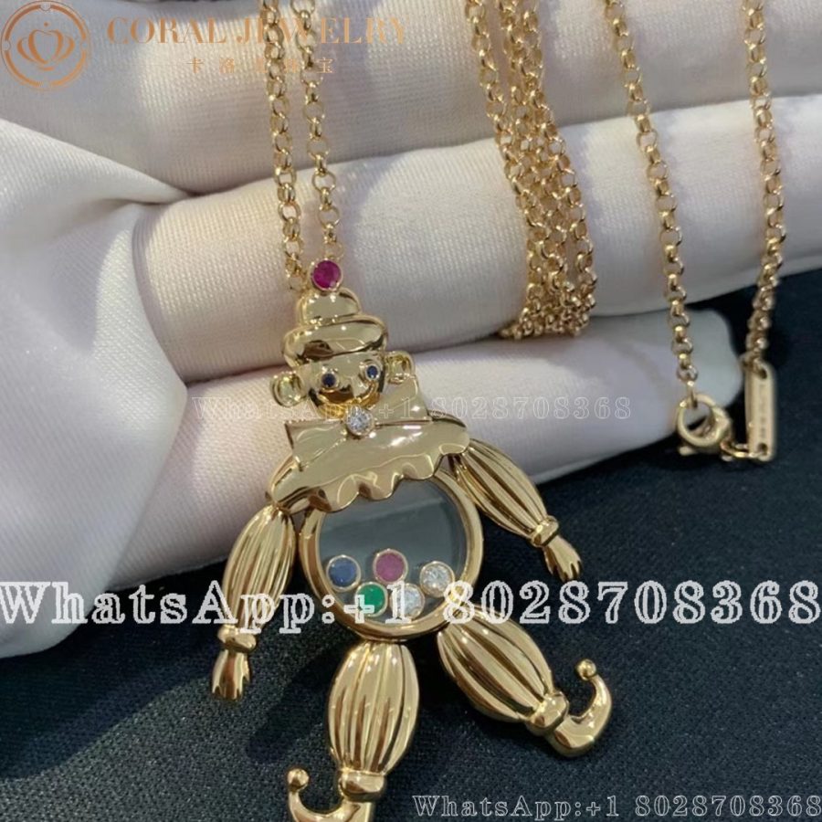 Chopard Gem Set Gold Happy Diamonds Clown Pendant Coral (8)