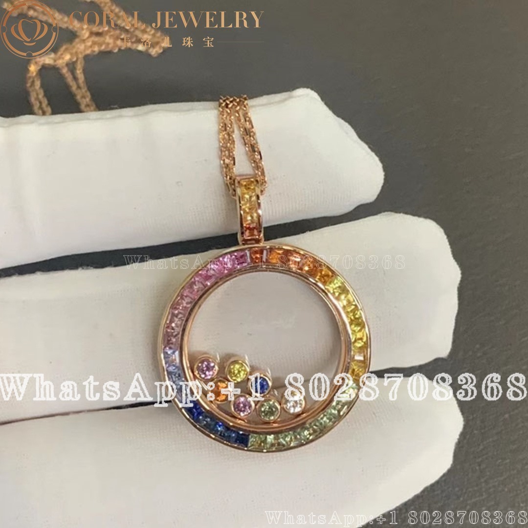 Chopard Happy Diamonds 18k Rose Gold Pendant With Diamonds And Fancy Sapphires Coral (1)