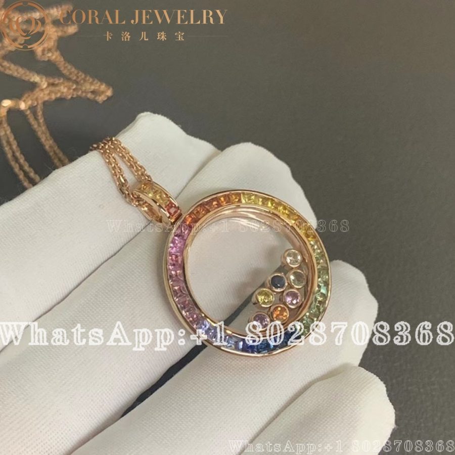 Chopard Happy Diamonds 18k Rose Gold Pendant With Diamonds And Fancy Sapphires Coral (3)