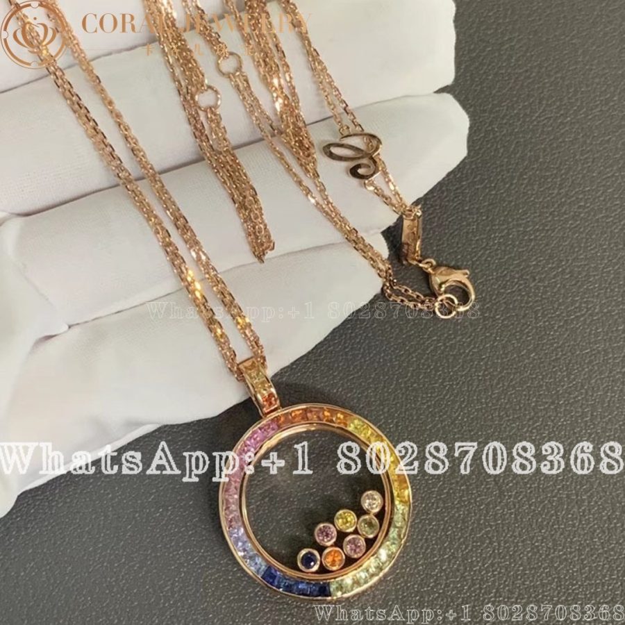 Chopard Happy Diamonds 18k Rose Gold Pendant With Diamonds And Fancy Sapphires Coral (5)