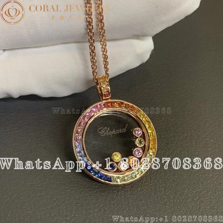 Chopard Happy Diamonds 18k Rose Gold Pendant With Diamonds And Fancy Sapphires Coral (6)