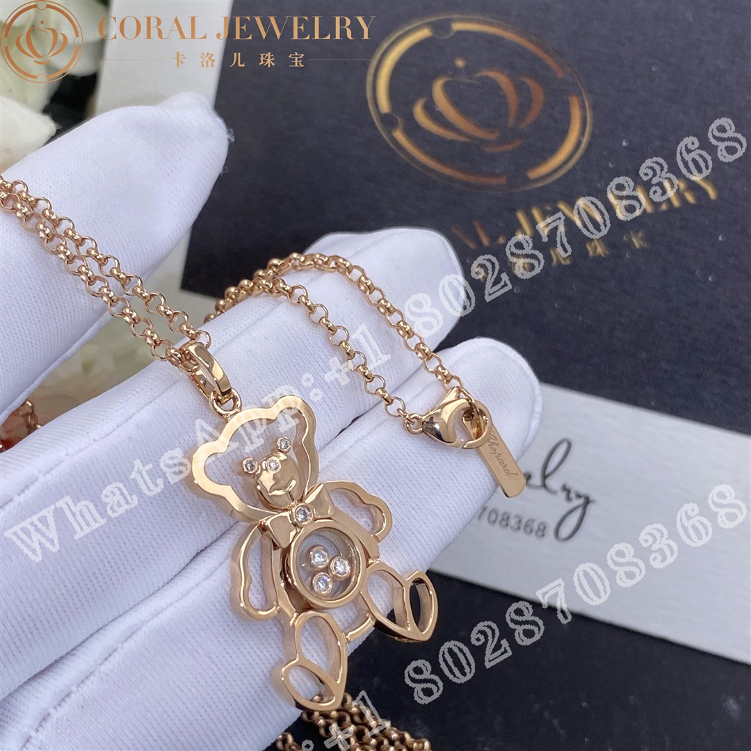 Chopard Happy Diamonds Large Teddy Bear 18k Rose Gold Pendant Necklace 797418 5001 Coral (1)