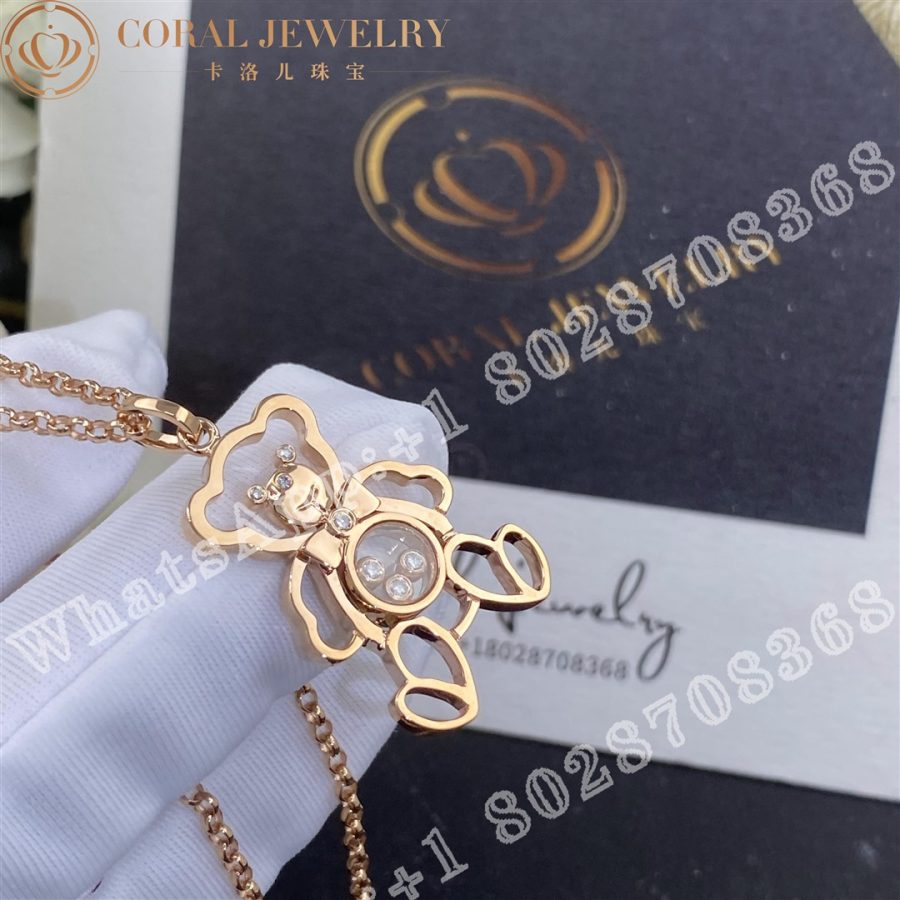 Chopard Happy Diamonds Large Teddy Bear 18k Rose Gold Pendant Necklace 797418 5001 Coral (2)