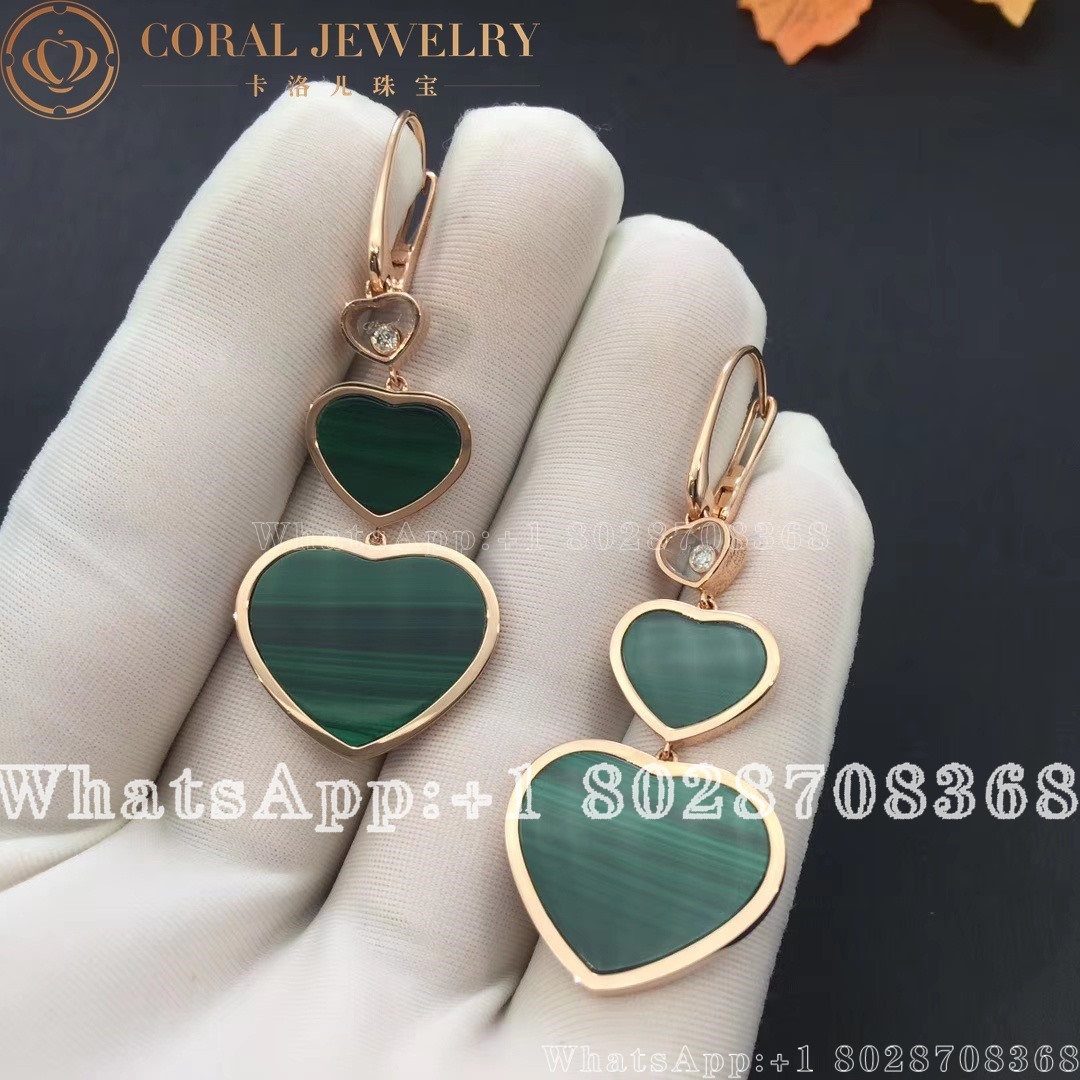 Chopard Happy Hearts Earrings Ethical Rose Gold Diamonds Malachite 837482 5113 Coral (2)