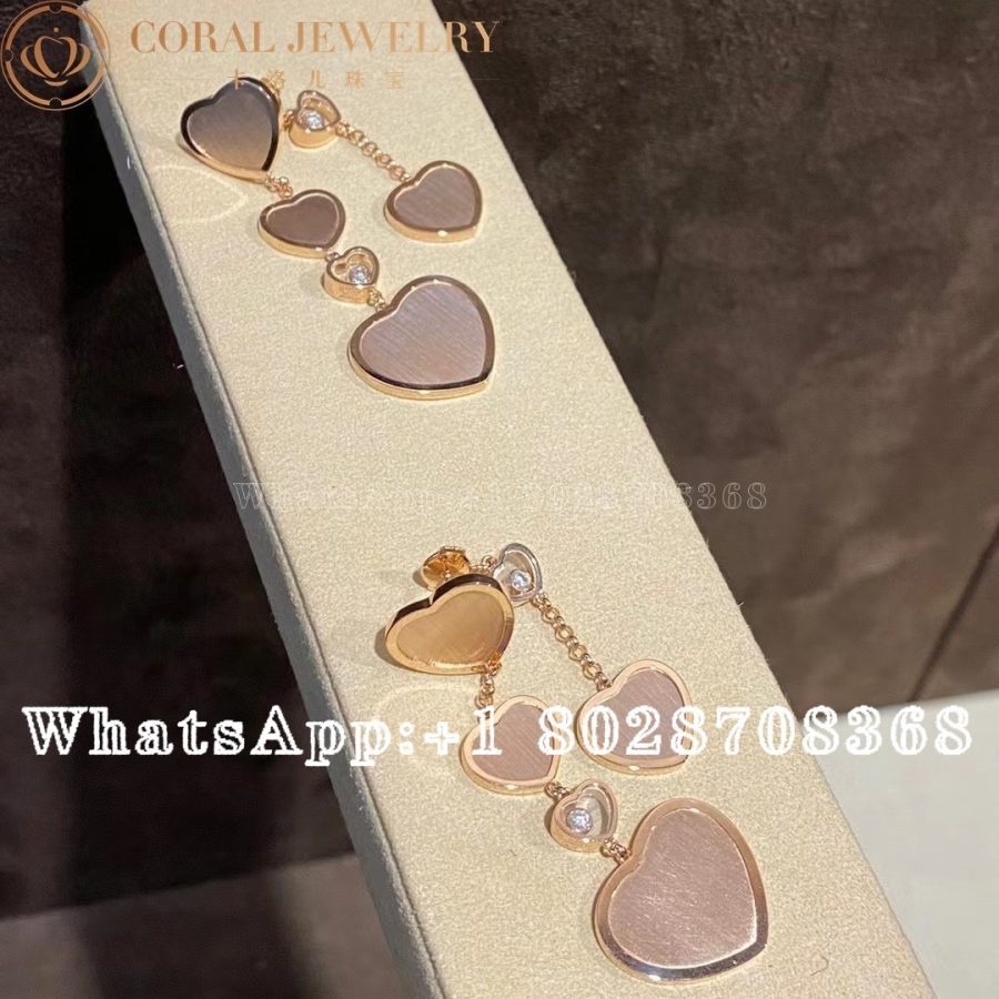 Chopard Happy Hearts Golden Hearts Rose Gold Diamond Limited Edition Earrings 83a707 5029 Coral (5)