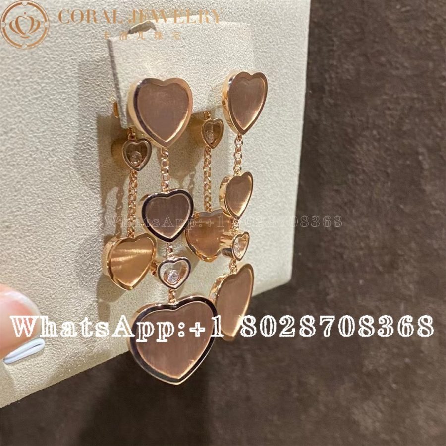 Chopard Happy Hearts Golden Hearts Rose Gold Diamond Limited Edition Earrings 83a707 5029 Coral (9)