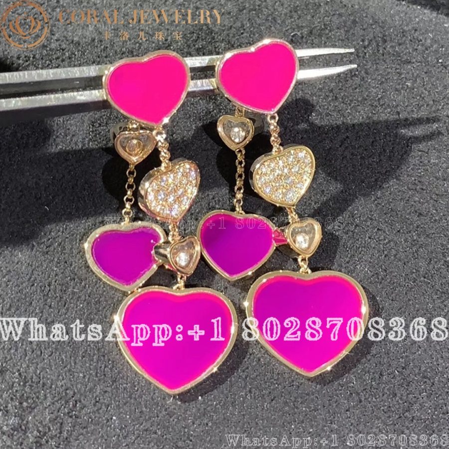 Chopard Happy Hearts Naked Heart Foundation Earrings Ethical Rose Gold Diamondspink Opal Coral (1)