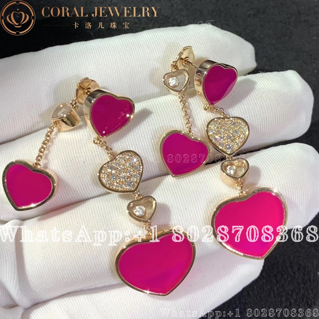 Chopard Happy Hearts Naked Heart Foundation Earrings Ethical Rose Gold Diamondspink Opal Coral (2)