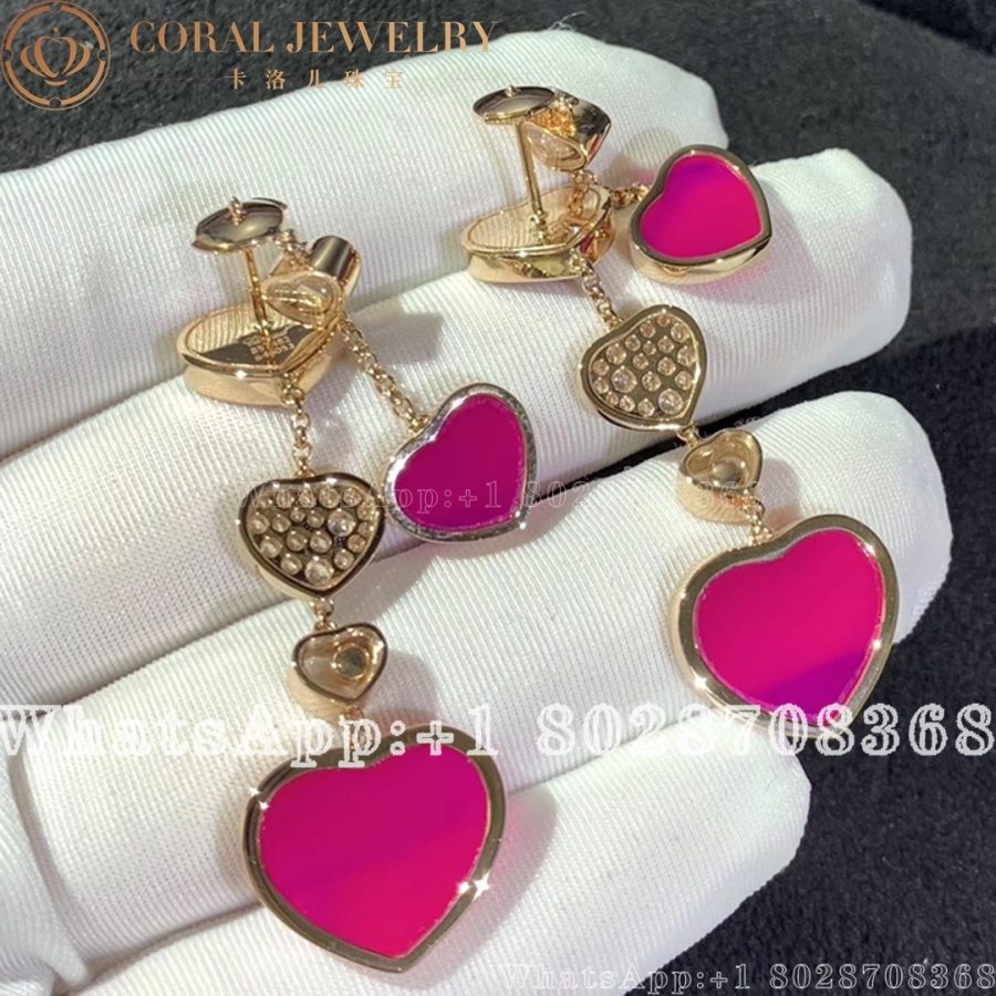 Chopard Happy Hearts Naked Heart Foundation Earrings Ethical Rose Gold Diamondspink Opal Coral (5)