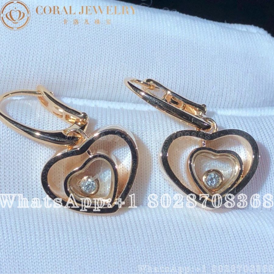 Chopard Happy Hearts Rose Gold Diamond Earrings 837482 5002 Coral (3)