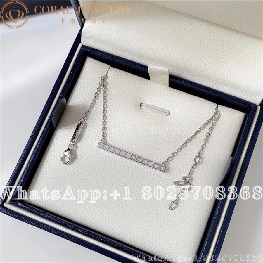 Chopard Ice Cube Necklace Ethical White Gold Half Set Diamonds Ref Number 817702 1002 Coral (3)