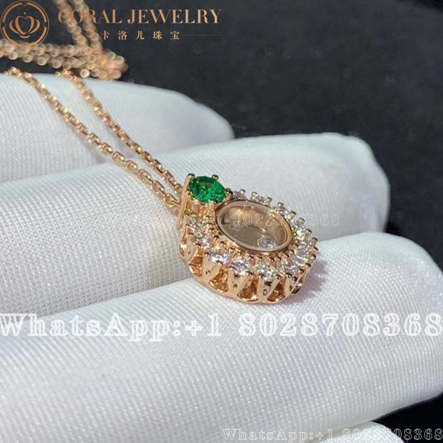 Chopard Joaillerie Rose Gold Emerald Diamond Pendant Coral (2)