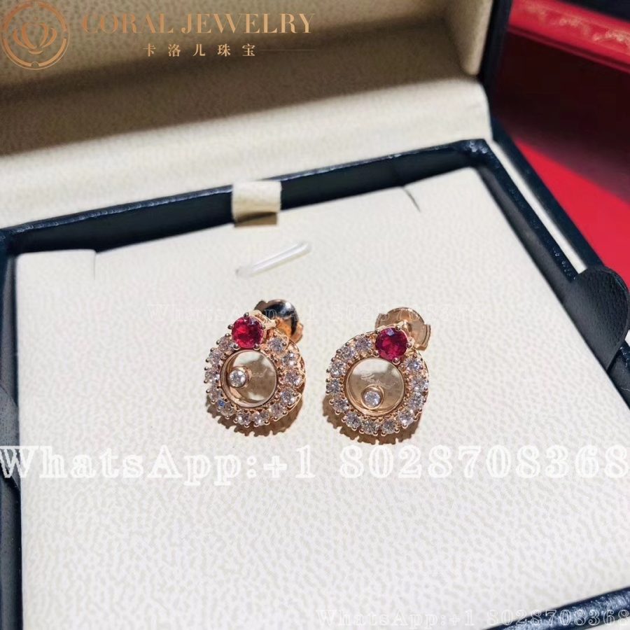 Chopard Happy Diamonds Joaillerie Rose Gold Ruby Diamond Earrings 839466 5901 Coral (1)