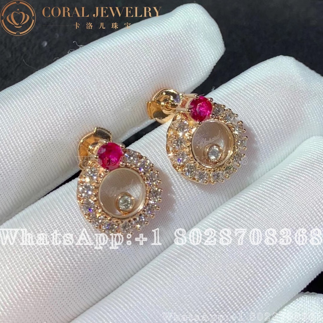 Chopard Happy Diamonds Joaillerie Rose Gold Ruby Diamond Earrings 839466 5901 Coral (9)