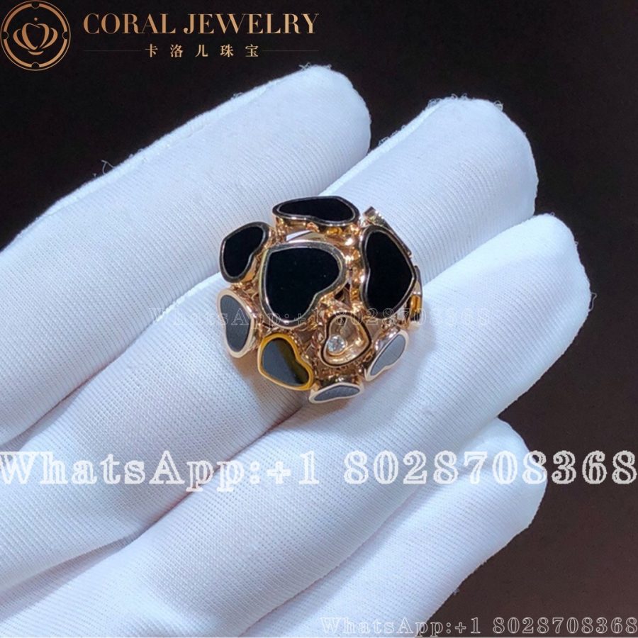 Chopard Happy Hearts Onyx Ring 18ct Rose Gold 827482 5210 (2)