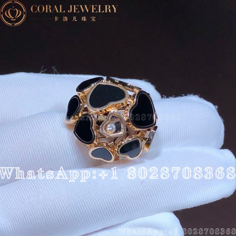 Chopard Happy Hearts Onyx Ring 18ct Rose Gold 827482 5210 (4)