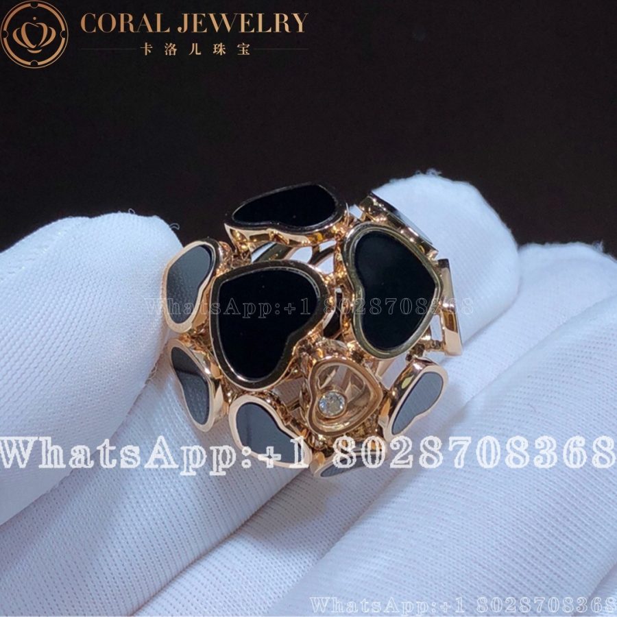 Chopard Happy Hearts Onyx Ring 18ct Rose Gold 827482 5210 (6)