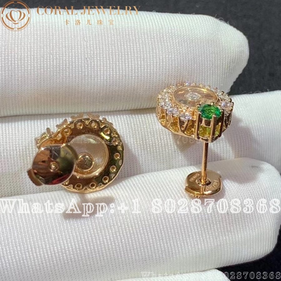 Chopard Joaillerie Yellow Gold Emerald Diamond Earrings 839466 5901 (3)