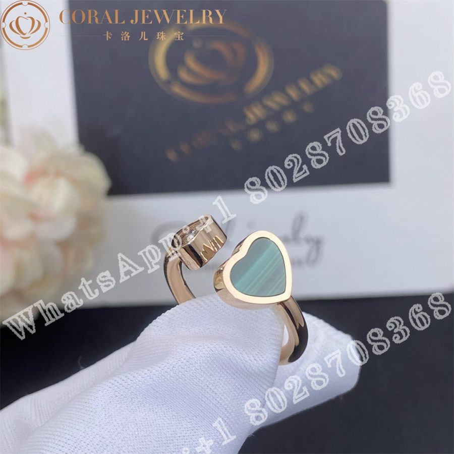 Chopard Happy Hearts Ring Ethical Rose Gold Diamond Malachite 829482 5102 Coral (4)