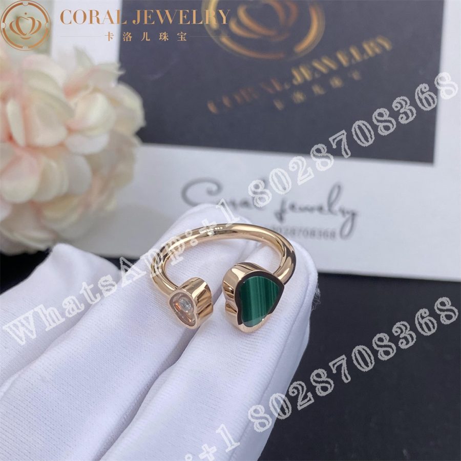 Chopard Happy Hearts Ring Ethical Rose Gold Diamond Malachite 829482 5102 Coral (5)