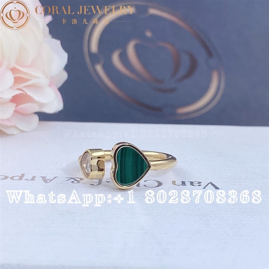 Chopard Happy Hearts Ring Ethical Rose Gold Diamond Malachite 829482 5102 Coral (9)