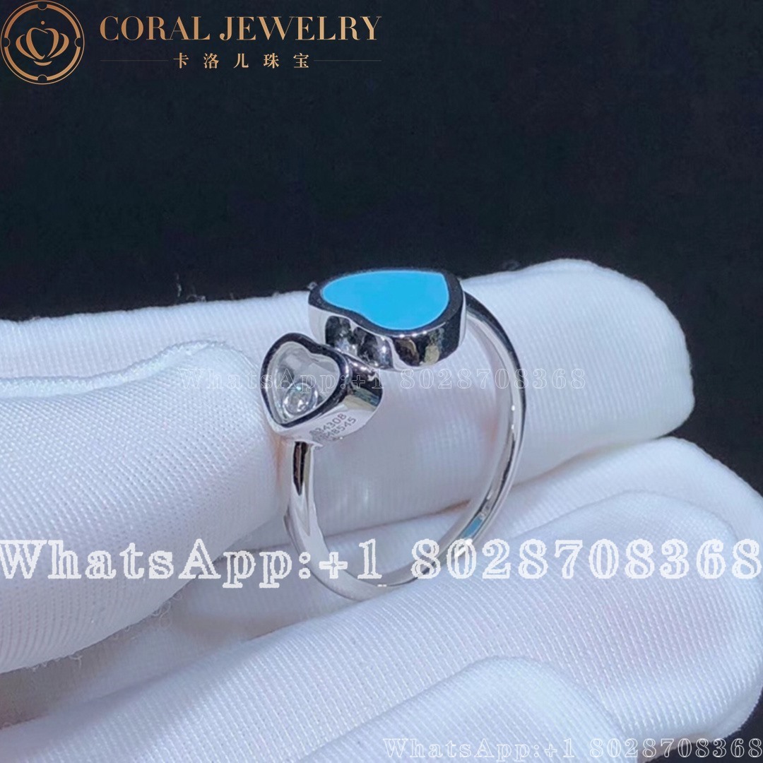 Chopard Happy Hearts Ring Ethical White Gold Diamond Turquoise Stone 29482 5400 Coral (1)