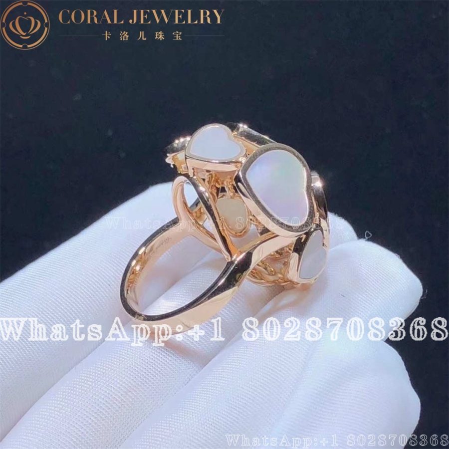 Chopard Happy Hearts Rose Gold Pearl Diamond Ring 827482 5360 Coral (3)