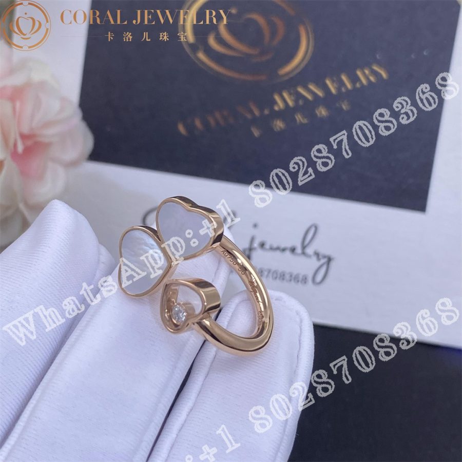 Chopard Happy Hearts Rose Gold Pearl Diamond Ring 82a083 5310 Coral (9)