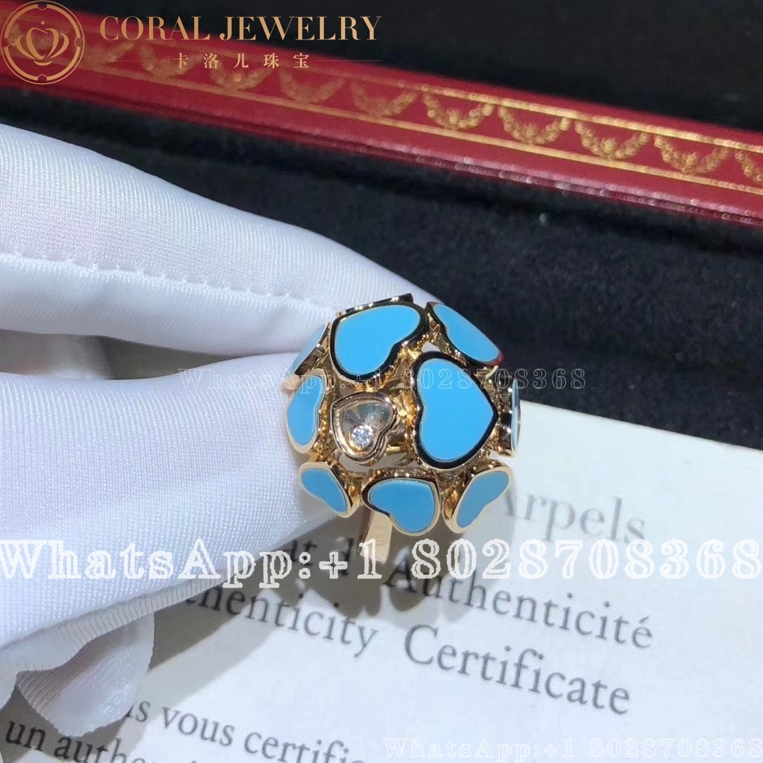 Chopard Happy Hearts Rose Gold Turquoise Diamond Ring 827482 5400 Coral (2)