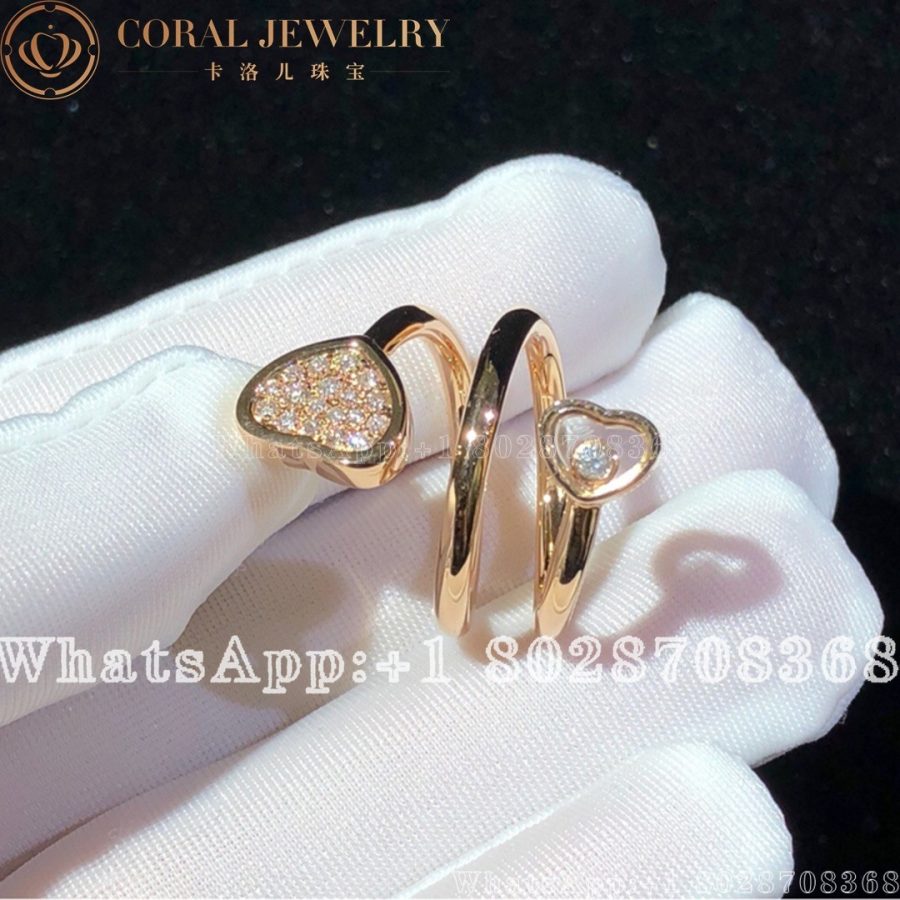 Chopard Rose Gold And Diamond Happy Hearts Twist Ring Coral (5)