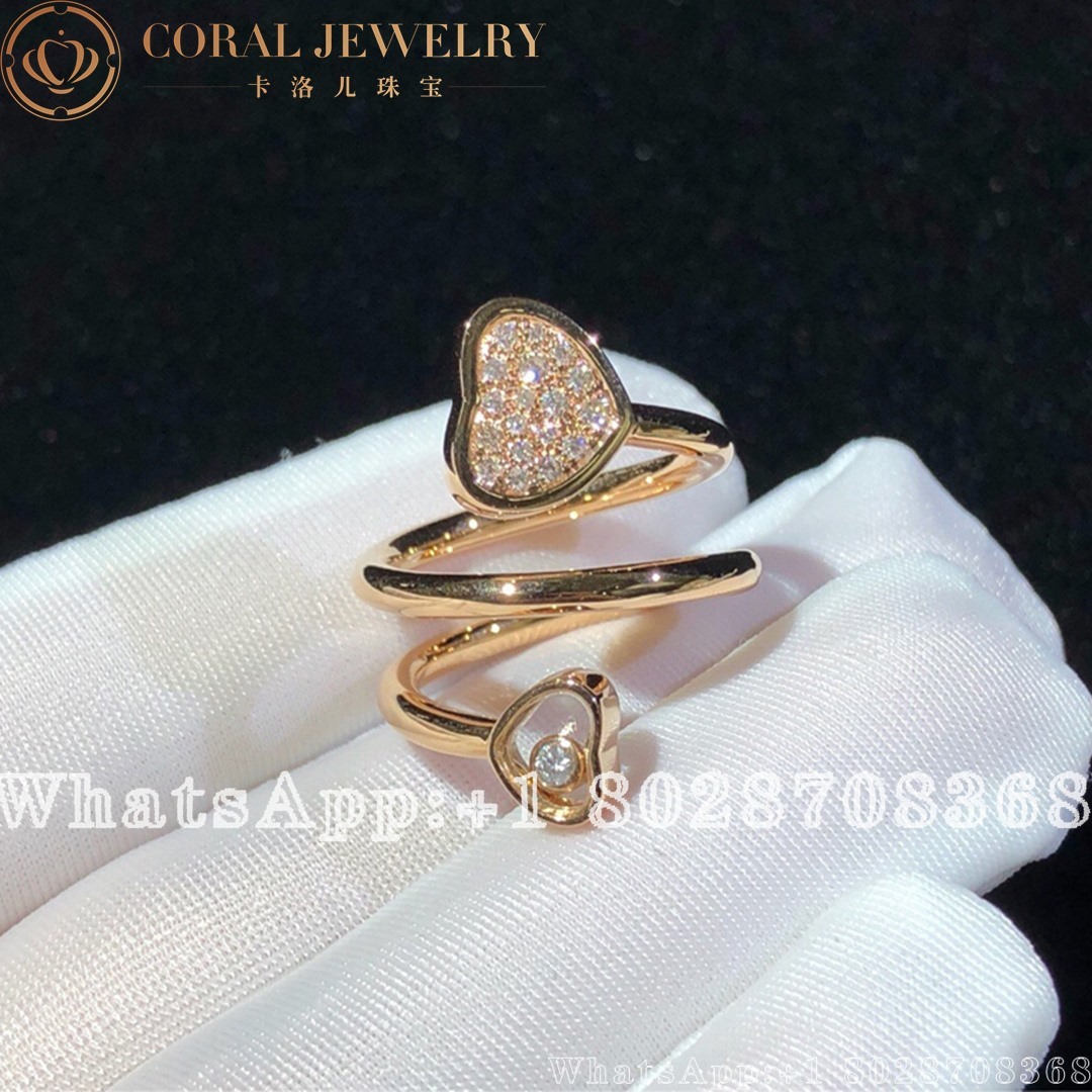 Chopard Rose Gold And Diamond Happy Hearts Twist Ring Coral (6)