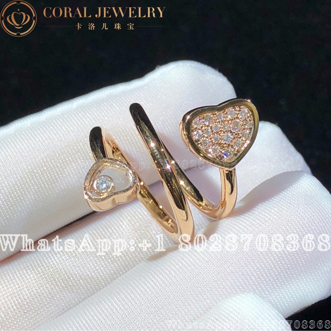 Chopard Rose Gold And Diamond Happy Hearts Twist Ring Coral (7)