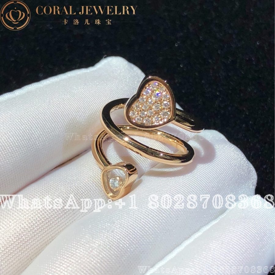 Chopard Rose Gold And Diamond Happy Hearts Twist Ring Coral (8)