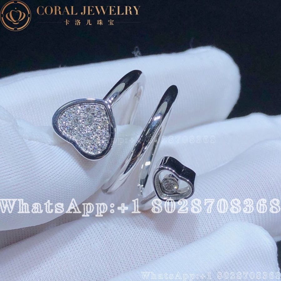 Chopard White Gold And Diamond Happy Hearts Twist Ring Coral (2)