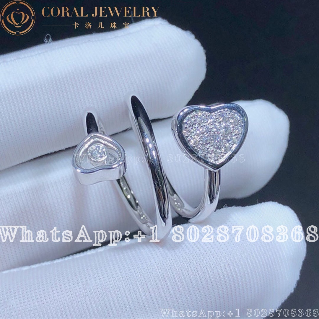 Chopard White Gold And Diamond Happy Hearts Twist Ring Coral (3)