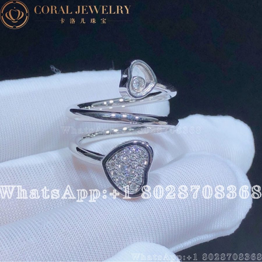 Chopard White Gold And Diamond Happy Hearts Twist Ring Coral (7)