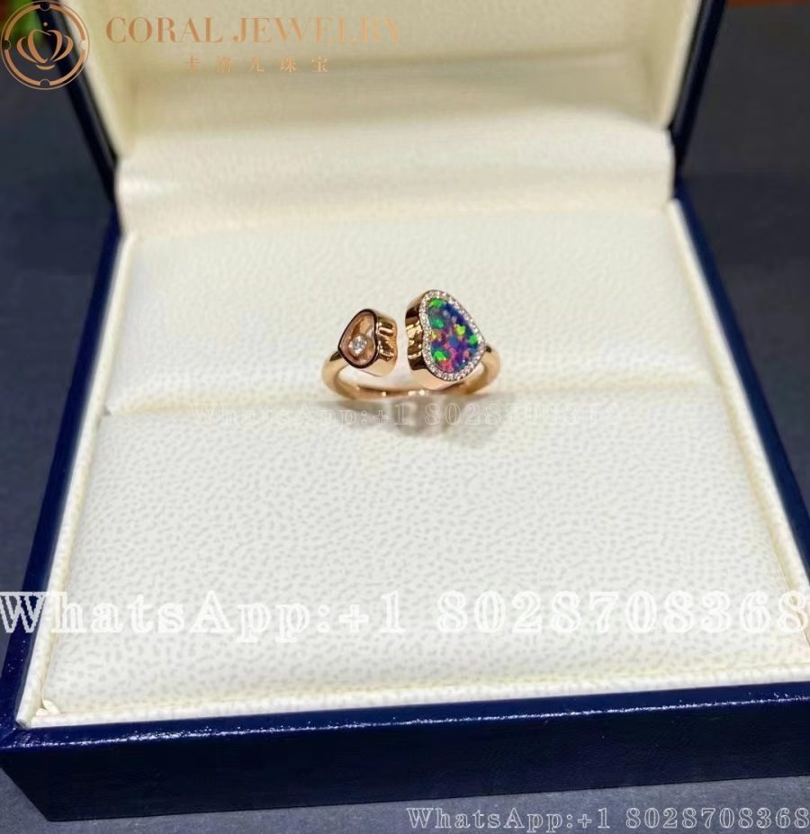 Chopard Happy Hearts Ring Set With Opal And Diamond 829482 5930 Coral (1)