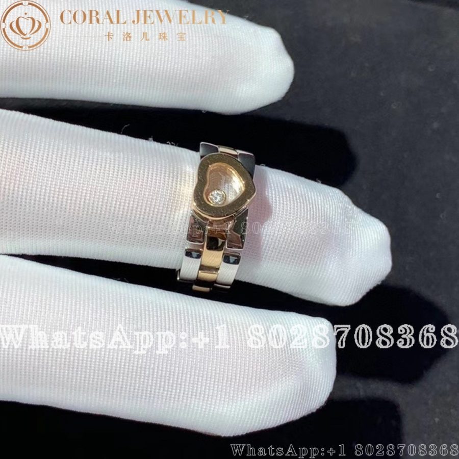 Chopard Happy Diamond White And Rose Gold Panther Link Flex Ring Coral (4)